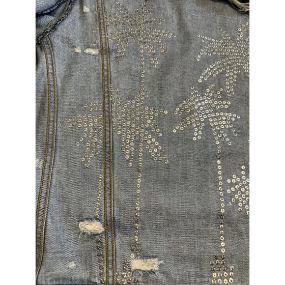 EUC Amiri Swarovski Palm Tree Trucker Denim Jacket - Picture 13 of 15
